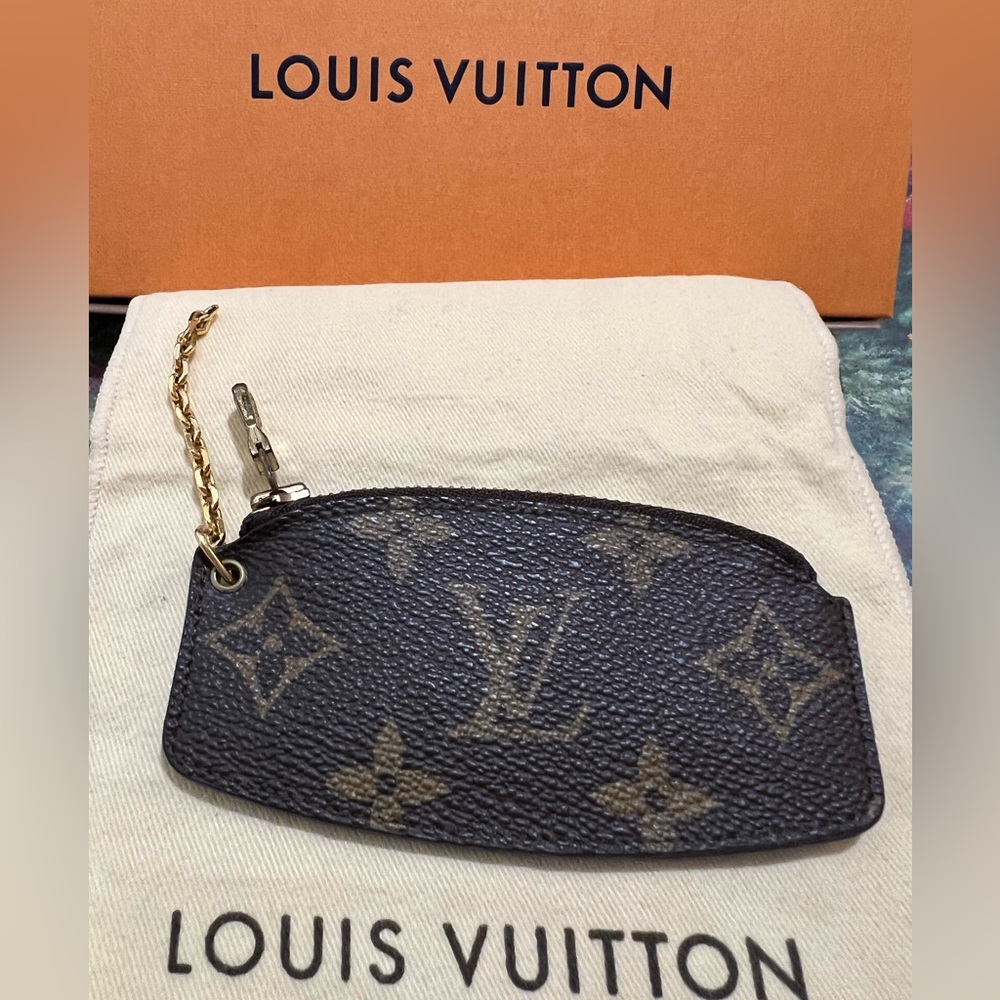 Louis Vuitton Monogram Brown LV Etui Crepia Cles Coin Purse Keychain Canvas Gold